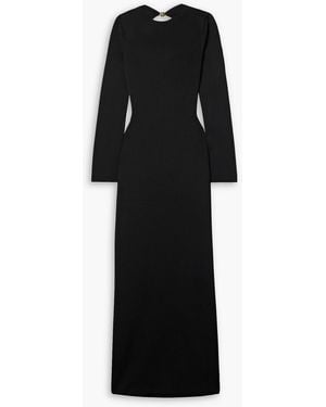 Galvan London Vega Embellished Open-back Stretch-knit Maxi Dress - Black