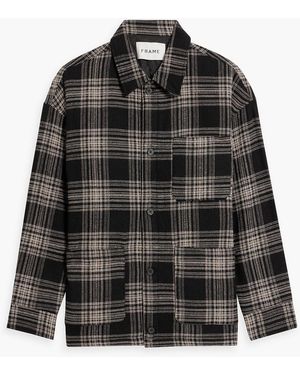 FRAME Checked Wool And Cotton-blend Overshirt - Black