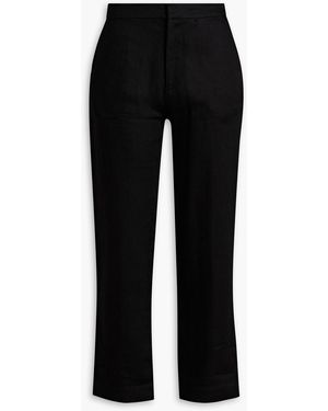 Asceno The Olbia Cropped Organic Linen Straight-leg Trousers - Black