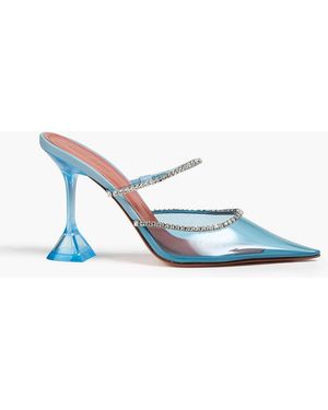 AMINA MUADDI Gilda Crystal-Embellished Pvc Mules - Blue