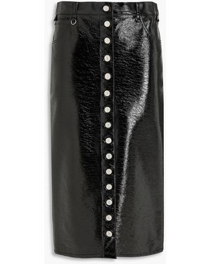 Courreges Crinkled Cotton-Blend Vinyl Midi Skirt - Black