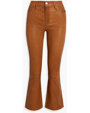 FRAME Le Crop Mini Boot Leather Bootcut Pants - Brown