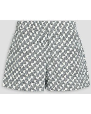 Tory Burch Printed Stretch-cotton Poplin Shorts - Blue
