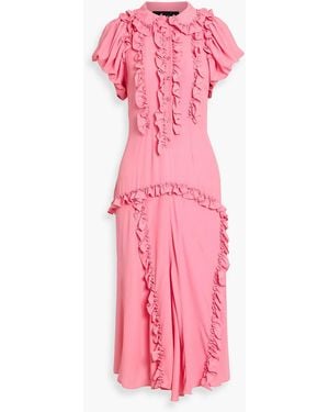 Simone Rocha Ruffled Crepe Mid Dress - Pink