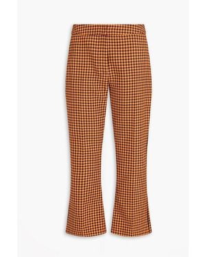 Marni Checked Jacquard Kick-flare Trousers - Brown