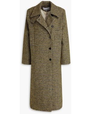 Ganni Houndstooth Tweed Coat - Green
