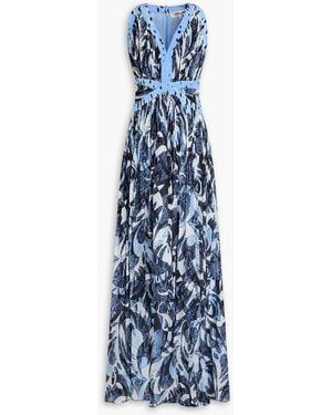 Diane von Furstenberg Levada Printed Plissé-Georgette Maxi Dress - Blue