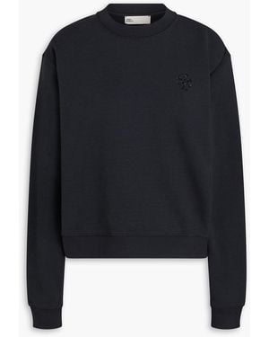Tory Burch Crystal-Embellished French Cotton-Terry Sweatshirt - Blue