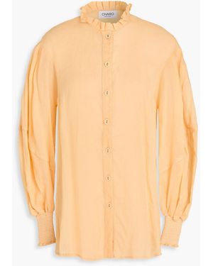 Charo Ruiz Dennyl Ruffled Ramie-Blend Blouse - Orange