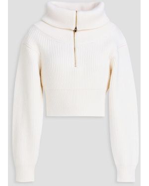 Jacquemus Risoul Cropped Ribbed Wool Jumper - White