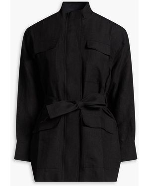 Casa Raki India Belted Linen Jacket - Black