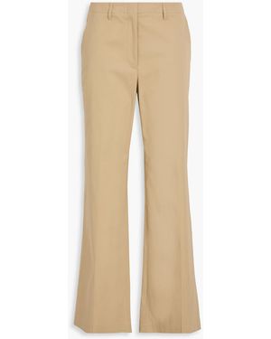 Theory Cotton-Blend Twill Wide-Leg Trousers - Natural