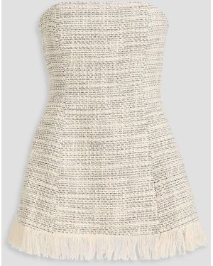 STAUD Silvia Strapless Frayed Cotton-Tweed Top - Natural