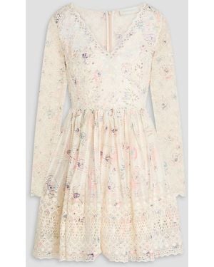 Zimmermann Floral-print Broderie Anglaise Cotton Mini Dress - Natural