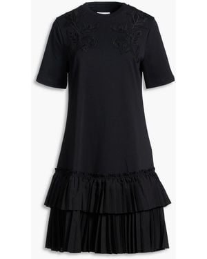 Erdem Tiered Cotton-Jersey Mini Dress - Black