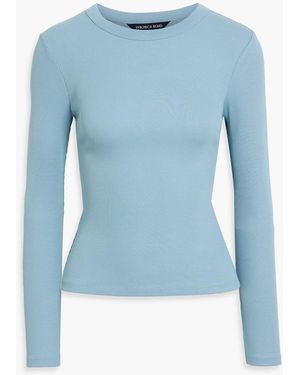 Veronica Beard Pruitt Ribbed Pima Cotton-Blend Top - Blue