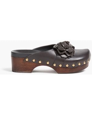 FARM Rio Embellished Leather Clogs - Grey