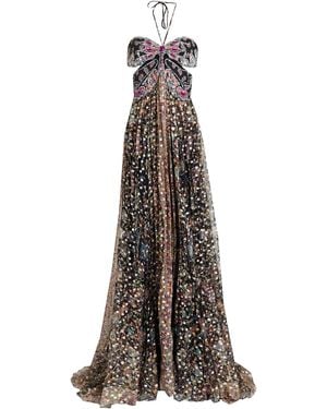Etro Metallic Fil Coupé Printed Silk-chiffon Halterneck Gown - Black