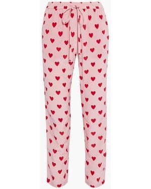 RED Valentino Cropped Printed Silk Crepe De Chine Straight-Leg Pants - Red