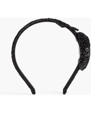 Erdem Embellished Satin Headband - Black