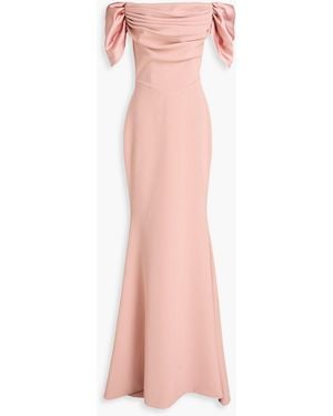 Rhea Costa Off-the-shoulder Draped Cady Gown - Pink