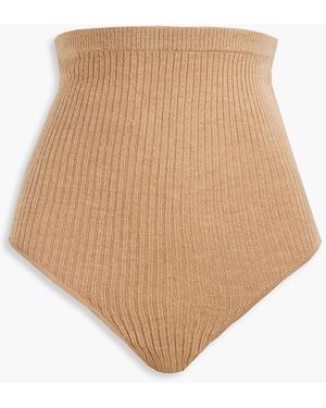 Loulou de Saison Arousa Ribbed Wool-blend High-rise Briefs - Natural