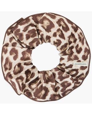 Zimmermann Leopard-Print Silk-Twill Hair Tie - Pink