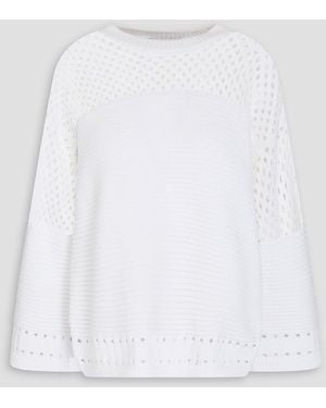 Cotton by Autumn Cashmere Open Knit-Paneled Cotton Jumper - White