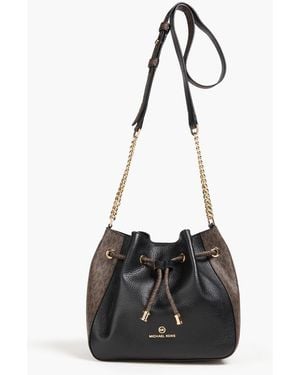 MICHAEL Michael Kors Logo-print Pebbled-leather Bucket Bag - Black