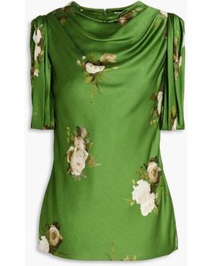 Erdem Floral-Print Crepon Top - Green