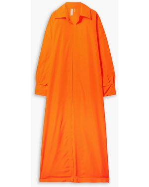 Norma Kamali Oversized Neon Sateen Shirt - Orange