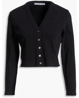 T By Alexander Wang Cardigan aus jersey aus einer baumwollmischung mit logoprägung - Schwarz