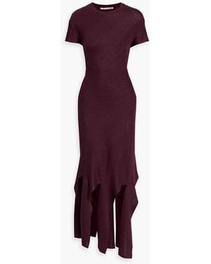 Stella McCartney Fringed Metallic Stretch-Knit Midi Dress - Purple