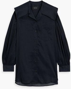 Simone Rocha Ramie And Cotton-Blend Poplin Shirt - Blue