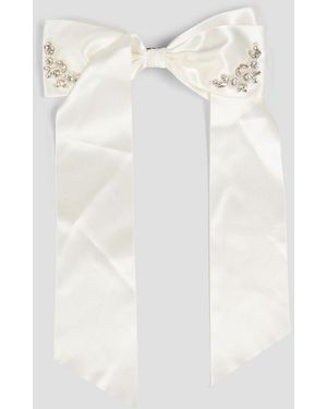 Simone Rocha Embellished Satin Bow Hair Clip - White