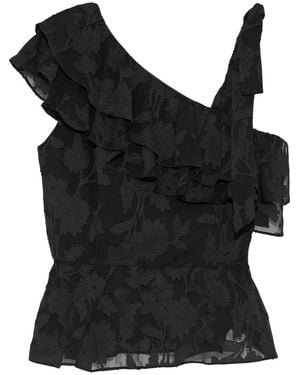 Rachel Zoe Katerina Ruffled Fil Coupé Silk And Cotton-Blend Top - Black