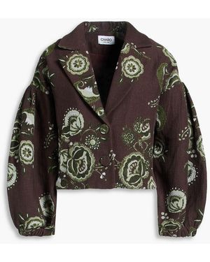 Charo Ruiz Brigy Cotton-blend Floral-jacquard Jacket - Black