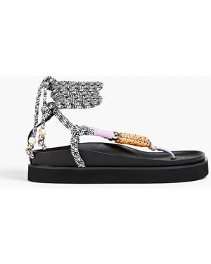 Maje Embellished Cord And Leather Sandals - Black