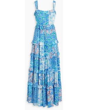 Diane von Furstenberg Shawn Tiered Printed Woven Maxi Dress - Blue