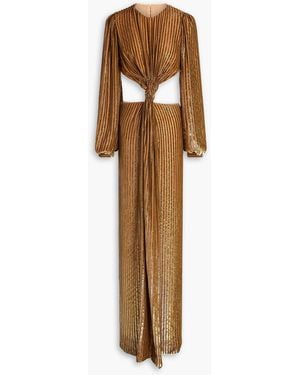 Costarellos Galena Cutout Metallic Fil Coupé Georgette Gown
