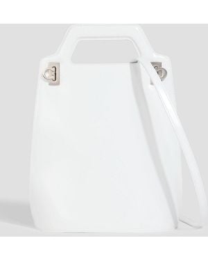 Ferragamo Wanda Mini Patent-Leather Tote - White