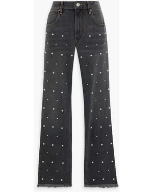 Isabel Marant Dulano Studded Mid-Rise Straight-Leg Jeans - Black