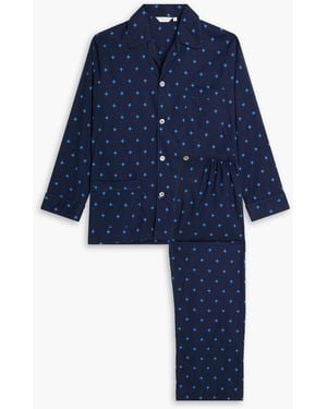 Derek Rose Pyjama "nelson" aus baumwolle mit print - Blau