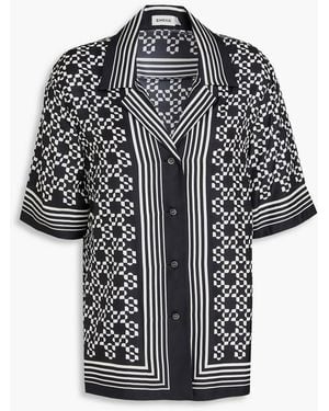 Jonathan Simkhai Printed Tencel And Silk-Blend Twill Shirt - Black