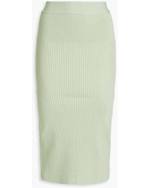 Hervé Léger Laurel Ribbed-knit Midi Skirt - Green