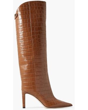 Jimmy Choo Alizze Kb 85 Croc embossed Leather Knee high Boot in Brown Lyst Canada