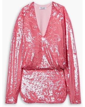 The Attico Gael Draped Sequined Crepe Mini Dress - Pink