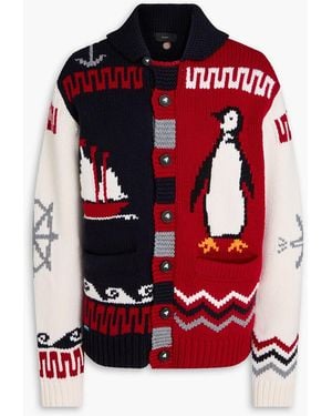 Alanui Jacquard-Knit Wool Cardigan - Red