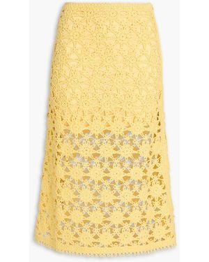 Maje Crocheted Cotton Midi Skirt - Yellow