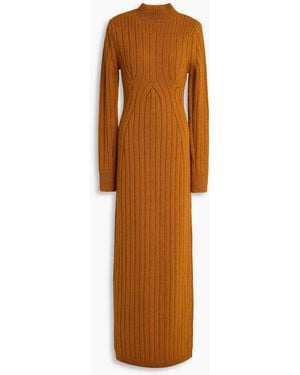 Dries Van Noten Teagan maxikleid aus gerippter wolle - Orange